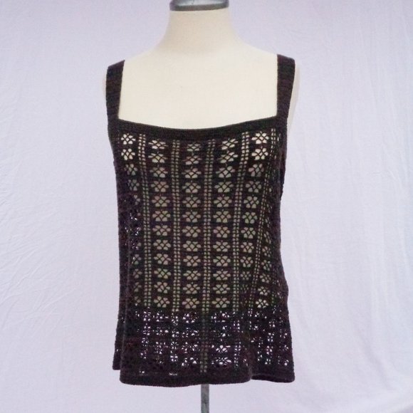Vintage Y2K Brown OPEN KNIT Vest! Medium - Picture 5 of 6